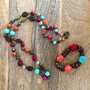 Beaded Necklace and Bracelet Set